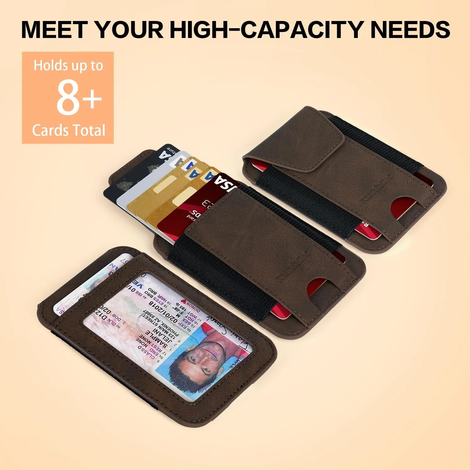 RUNBOX Wallet for Men 6-8 Cards With ID Window RFID Blocking Wallet Credit Card Holder Minimalist Front Pocket Gifts Ideal Choice