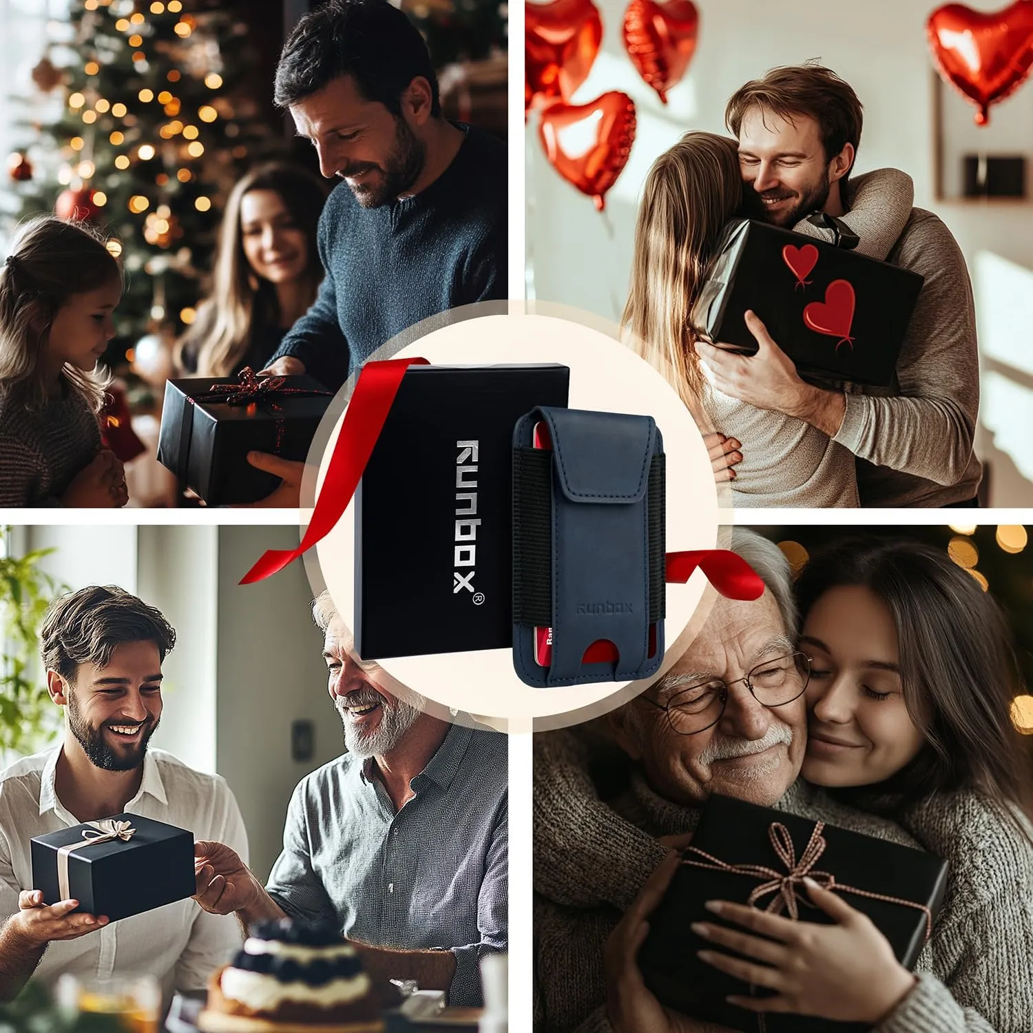 RUNBOX Wallet for Men 6-8 Cards With ID Window RFID Blocking Wallet Credit Card Holder Minimalist Front Pocket Gifts Ideal Choice
