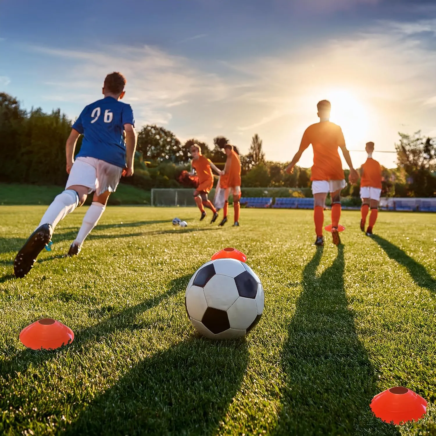 Sports Training Performance Cones (Set of 40) - Multi-Sport Training Cones/Equipment for Coaches and Players. Suitable for Soccer, Football, Basketball, Lacrosse and More.