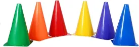 Strength Speed Agility Training 12 Inch Multi Color Marker Cone Set (Pack of 6)
