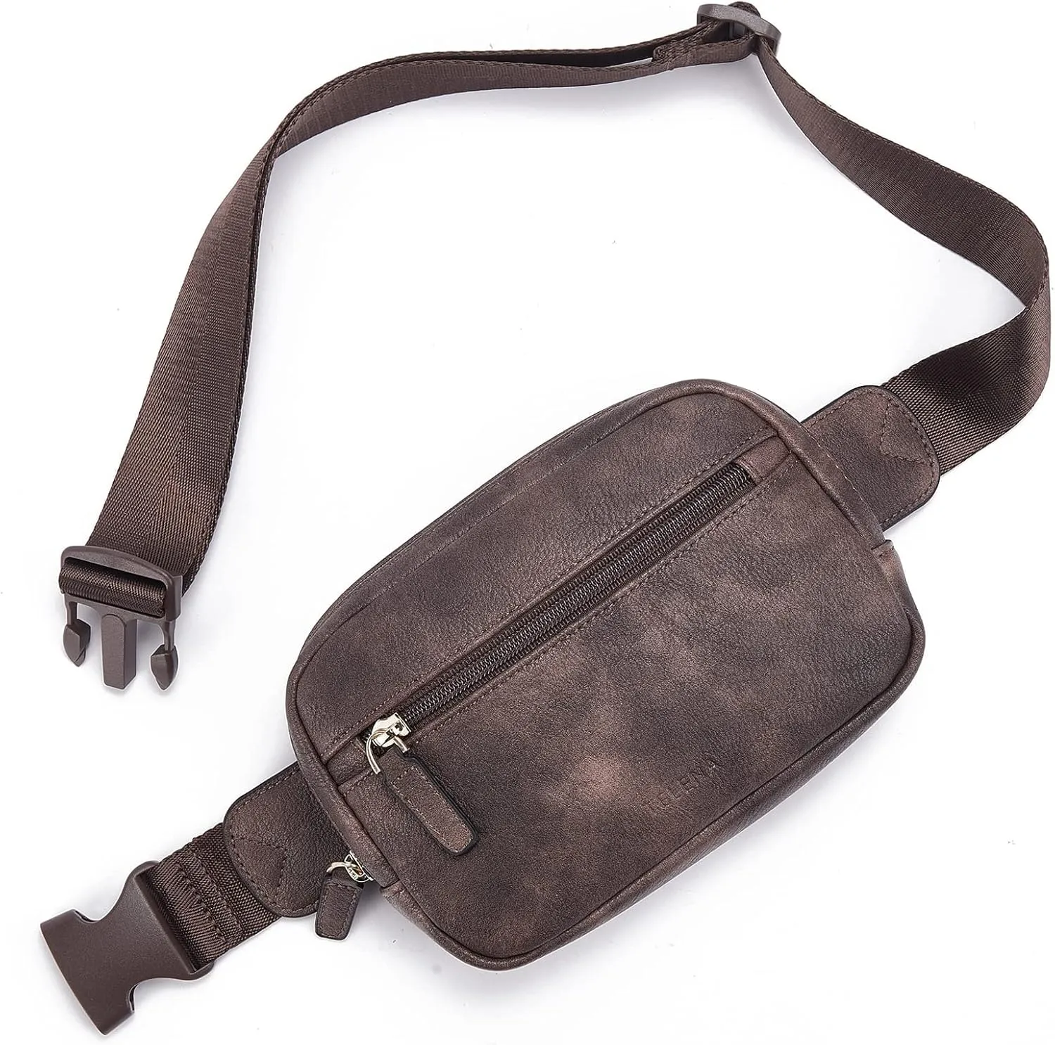 Telena Belt Bag for Women PU Leather Fanny Pack Crossbody Bags for Women Waist Bag with Adjustable Strap, Coffee