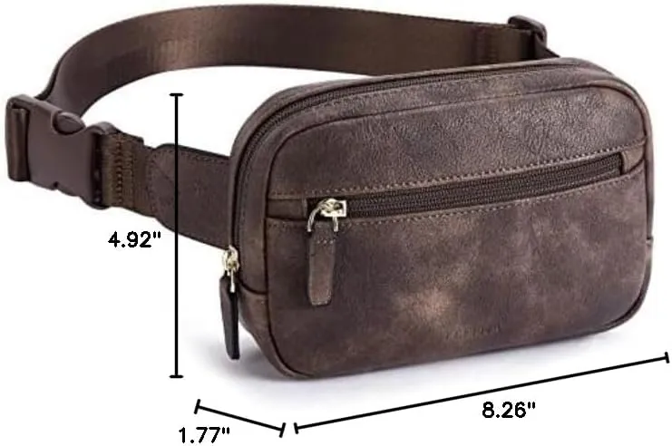 Telena Belt Bag for Women PU Leather Fanny Pack Crossbody Bags for Women Waist Bag with Adjustable Strap, Coffee