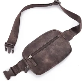 Telena Belt Bag for Women PU Leather Fanny Pack Crossbody Bags for Women Waist Bag with Adjustable Strap, Coffee