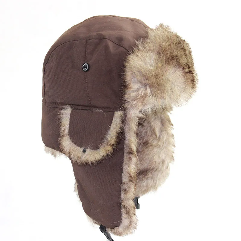 Unisex Winter Keep Warm Earflap Men Women Russian Ski Hat Fur Bomber Ear Earflap Winter Hat Fur Cap Faux Headwear Bonnet