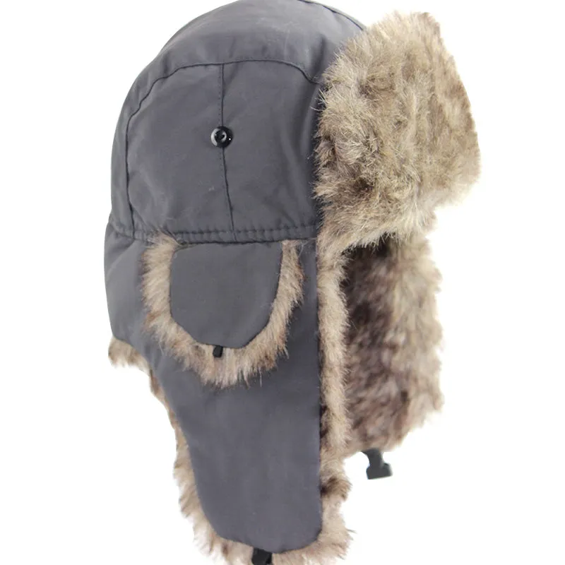 Unisex Winter Keep Warm Earflap Men Women Russian Ski Hat Fur Bomber Ear Earflap Winter Hat Fur Cap Faux Headwear Bonnet