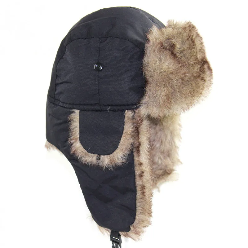 Unisex Winter Keep Warm Earflap Men Women Russian Ski Hat Fur Bomber Ear Earflap Winter Hat Fur Cap Faux Headwear Bonnet