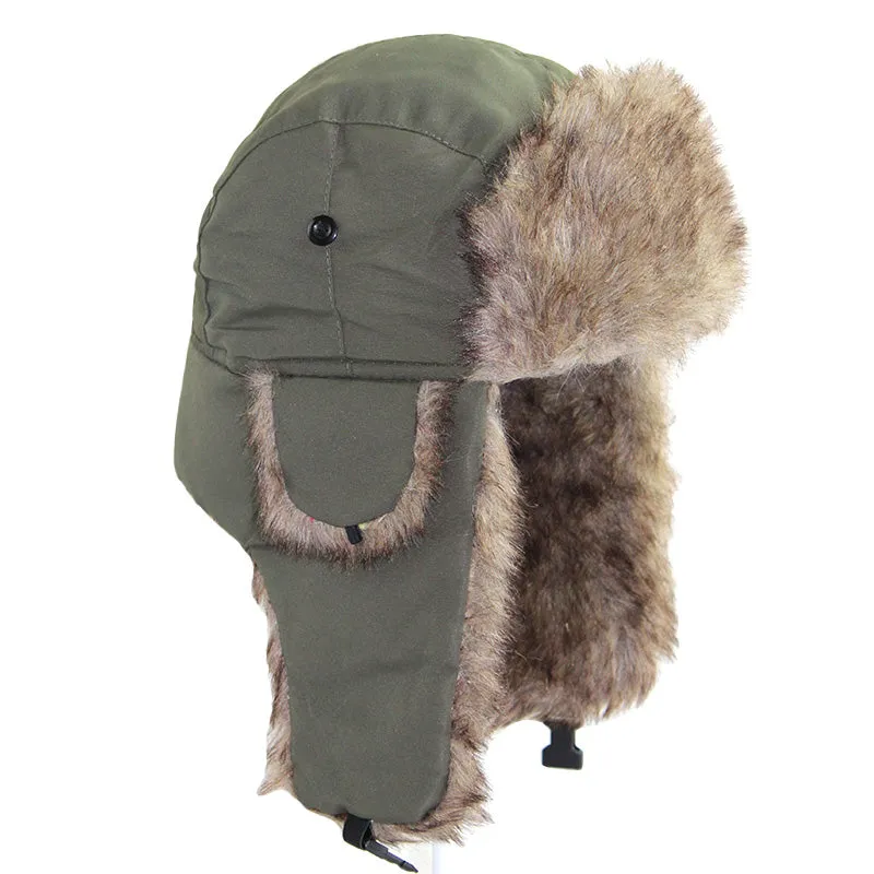 Unisex Winter Keep Warm Earflap Men Women Russian Ski Hat Fur Bomber Ear Earflap Winter Hat Fur Cap Faux Headwear Bonnet