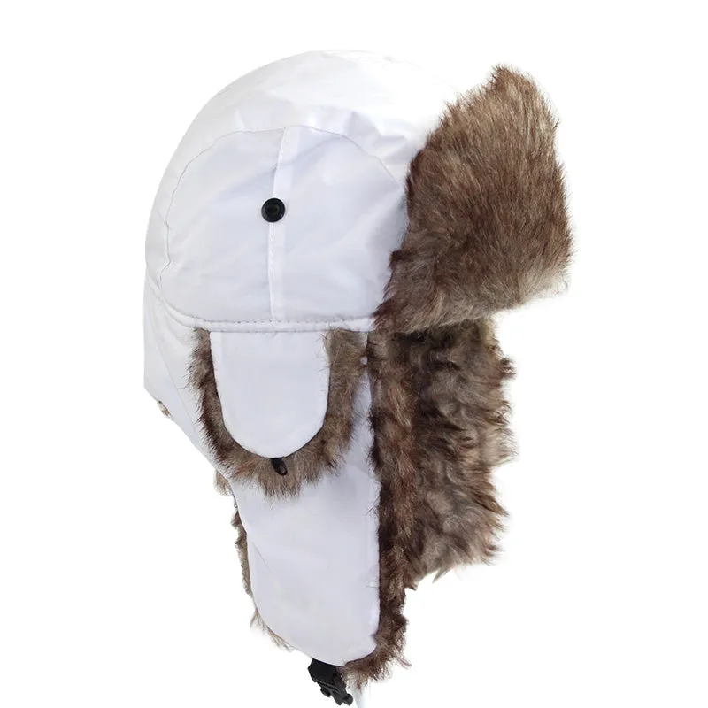 Unisex Winter Keep Warm Earflap Men Women Russian Ski Hat Fur Bomber Ear Earflap Winter Hat Fur Cap Faux Headwear Bonnet