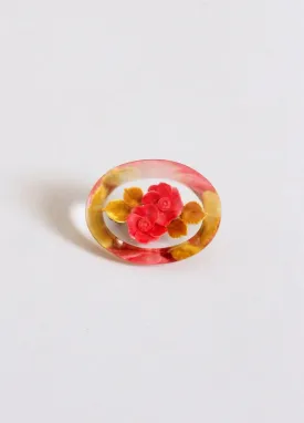 Vintage 1950s Reversed Carved Pink Rose Lucite Brooch