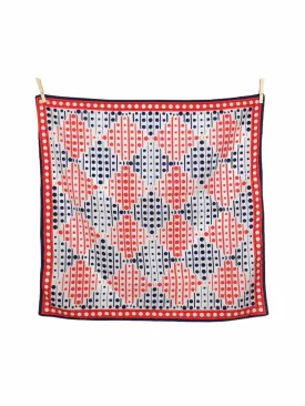 Vintage 60s Mod Red White & Blue Polka Dot Polyester Square Bandana Neck Tie Scarf