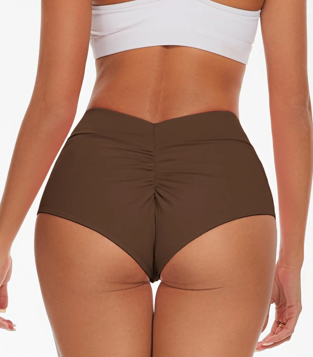 Women's High Waist Yoga Booty Shorts V Back Scrunch Gym Workout Spandex Dance Hot Pants Butt Lifting Rave Bottoms