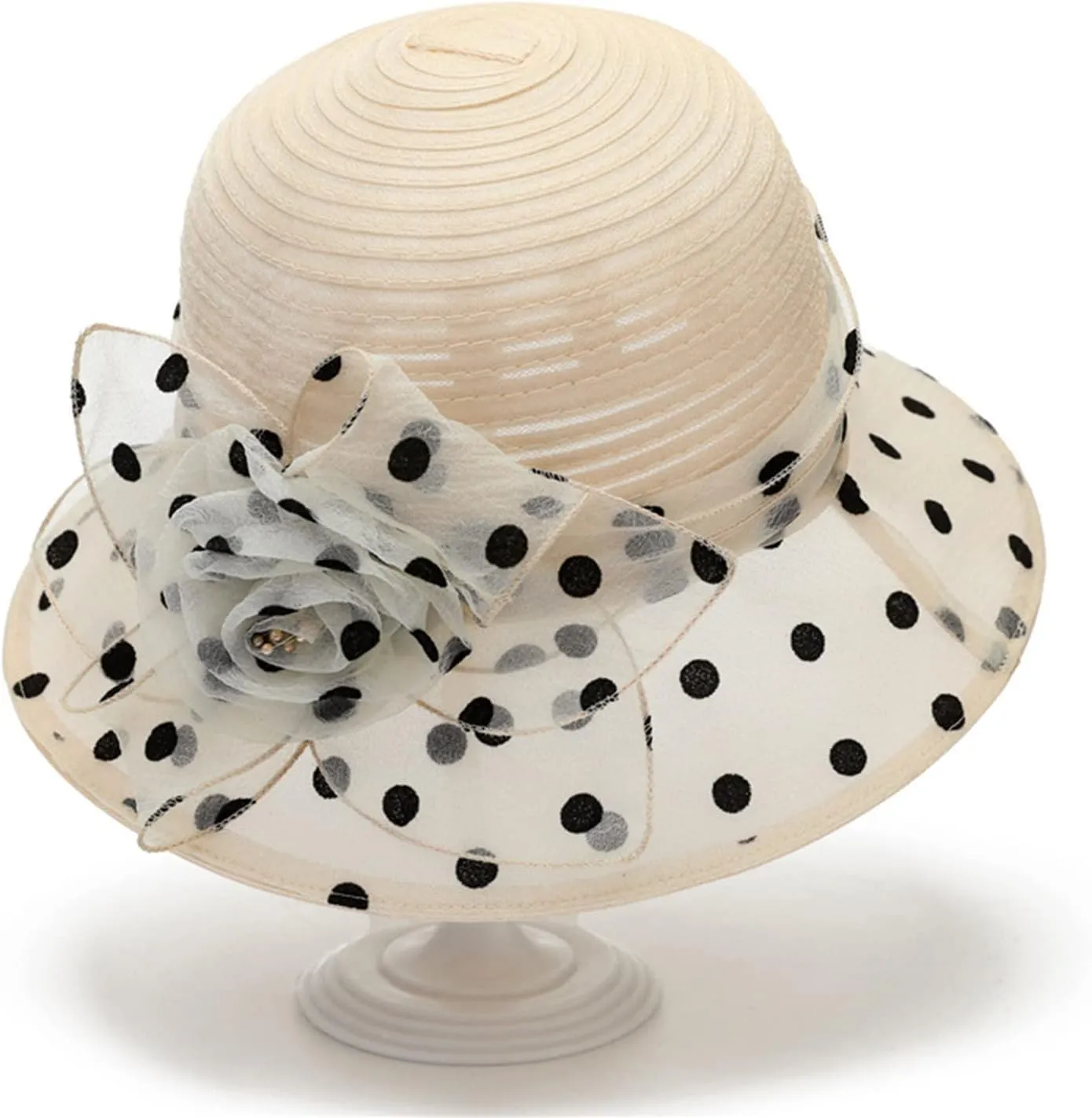 Women's Organza Derby Hat Fascinators Bucket Bowler Hats Floral Tea Party Bridal Wedding Church Dress Hats