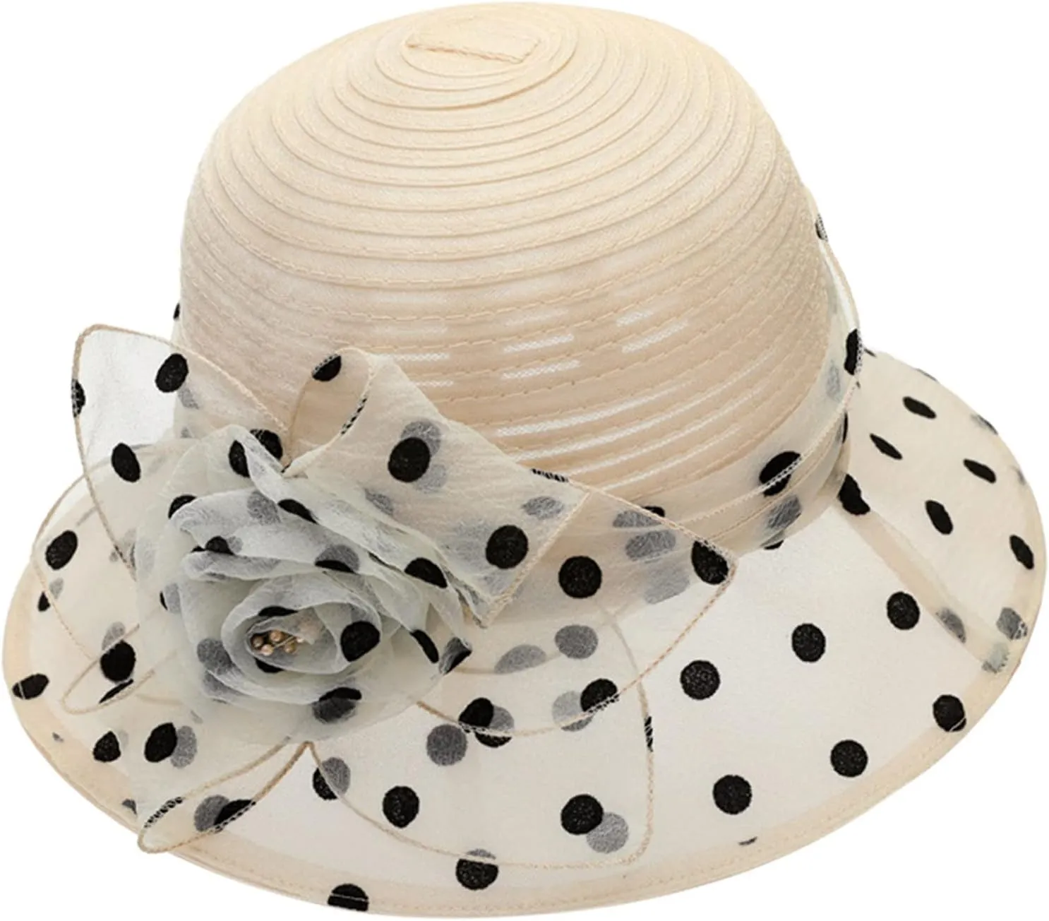 Women's Organza Derby Hat Fascinators Bucket Bowler Hats Floral Tea Party Bridal Wedding Church Dress Hats