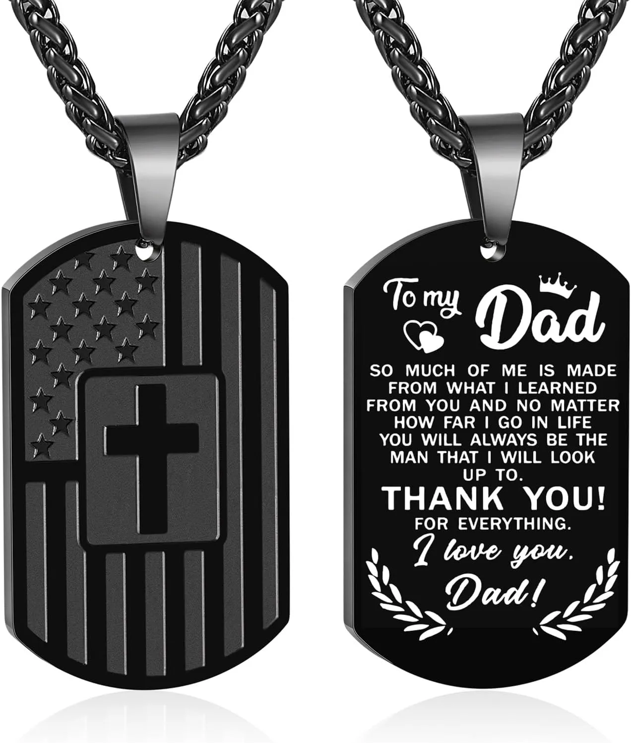 Zocomi Graduation Father's Day Gifts To My Son Dad Brother Husband Grandson Grandpa Boyfriend Man Dog Tag Cross Necklace Christian American Flag Birthday Jewelry for Men Boys