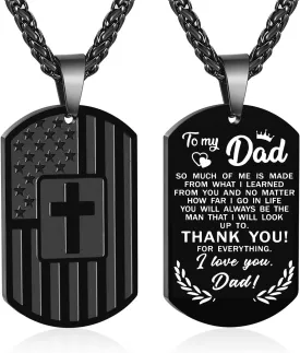 Zocomi Graduation Father's Day Gifts To My Son Dad Brother Husband Grandson Grandpa Boyfriend Man Dog Tag Cross Necklace Christian American Flag Birthday Jewelry for Men Boys