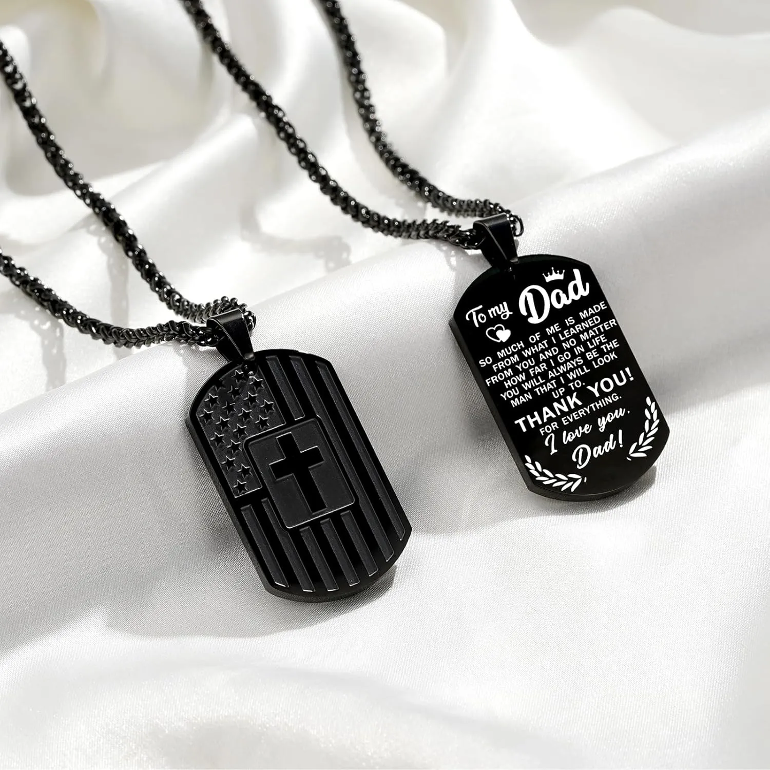 Zocomi Graduation Father's Day Gifts To My Son Dad Brother Husband Grandson Grandpa Boyfriend Man Dog Tag Cross Necklace Christian American Flag Birthday Jewelry for Men Boys